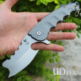 General Damascus steel folding knife steel plate + animal bone handle UDMA05526